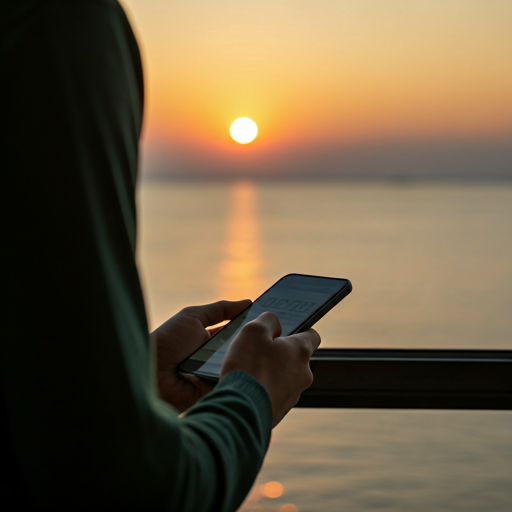 Путешественник проверяет телефон перед вылетом