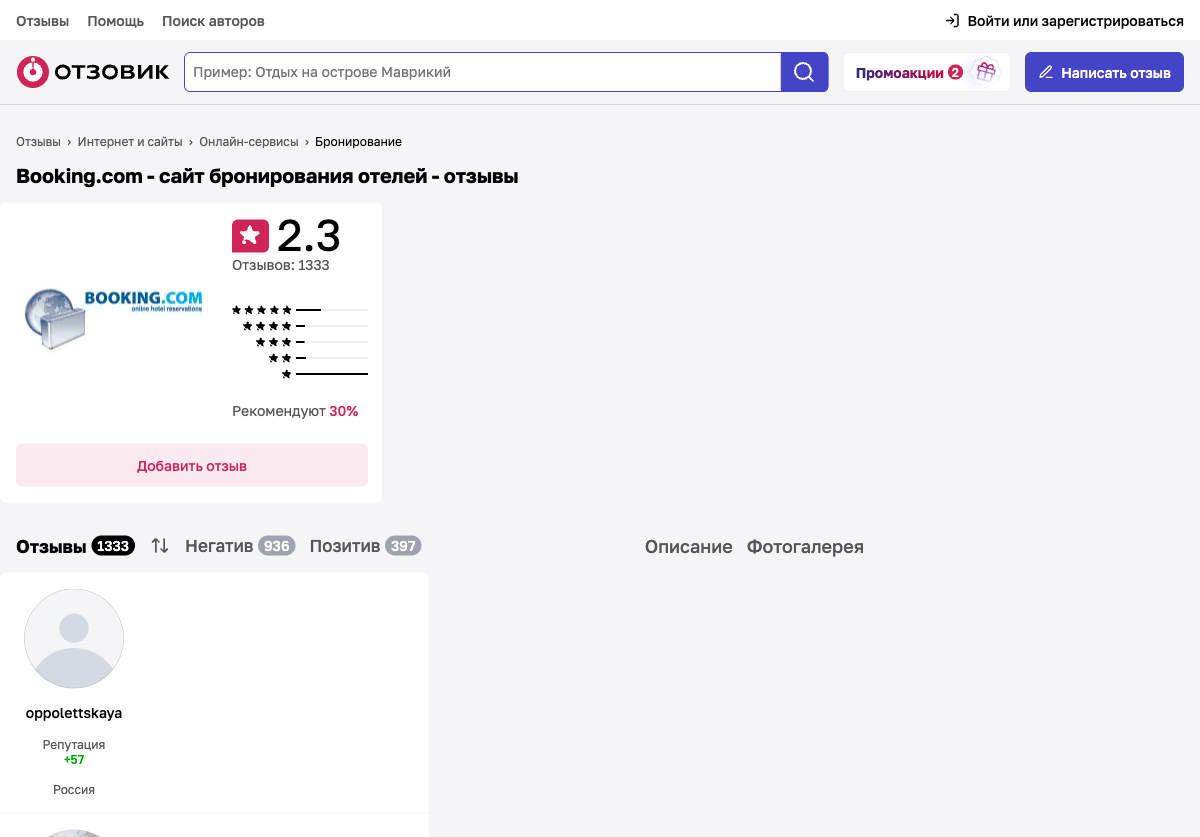 Реальные отзывы о Booking.com — апрель 2026